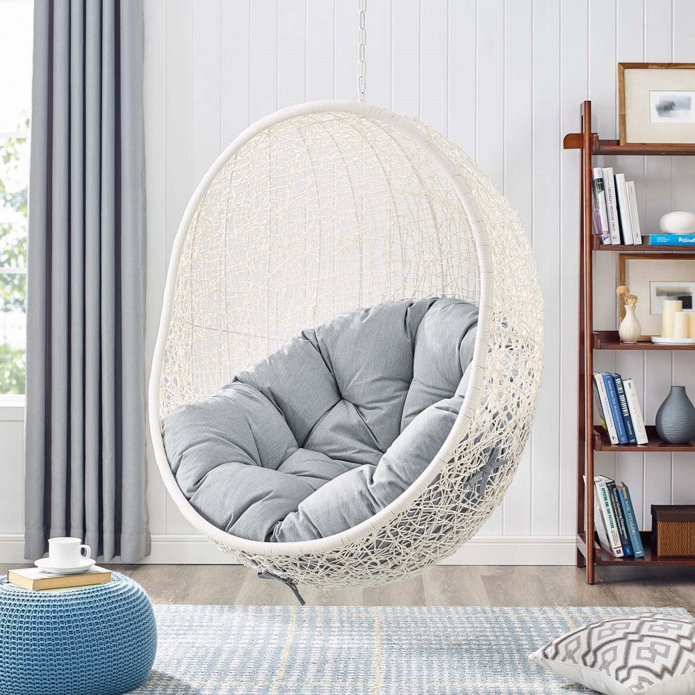 Hide Sunbrella Fabric Swing Outdoor Patio Lounge Chair Without Stand, White Gray