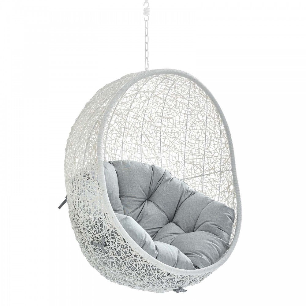 Hide Sunbrella Fabric Swing Outdoor Patio Lounge Chair Without Stand, White Gray