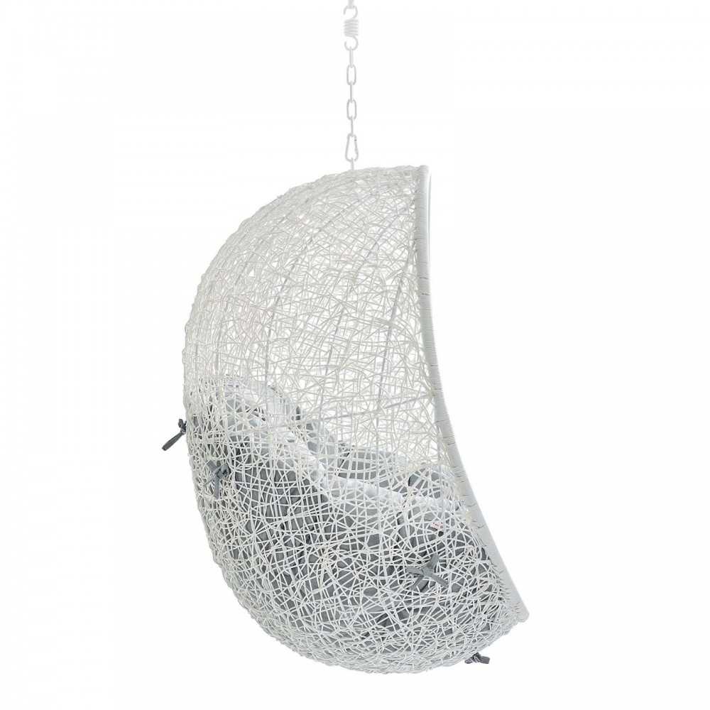 Hide Sunbrella Fabric Swing Outdoor Patio Lounge Chair Without Stand, White Gray