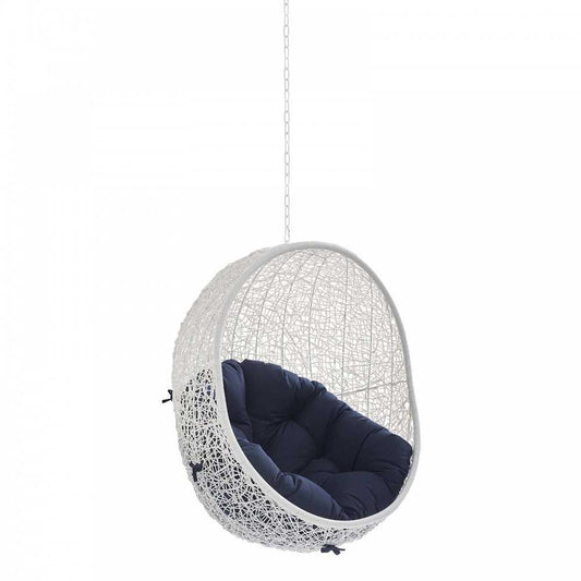 Hide Sunbrella Fabric Swing Outdoor Patio Lounge Chair Without Stand, White Navy