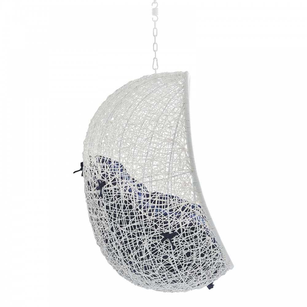 Hide Sunbrella Fabric Swing Outdoor Patio Lounge Chair Without Stand, White Navy