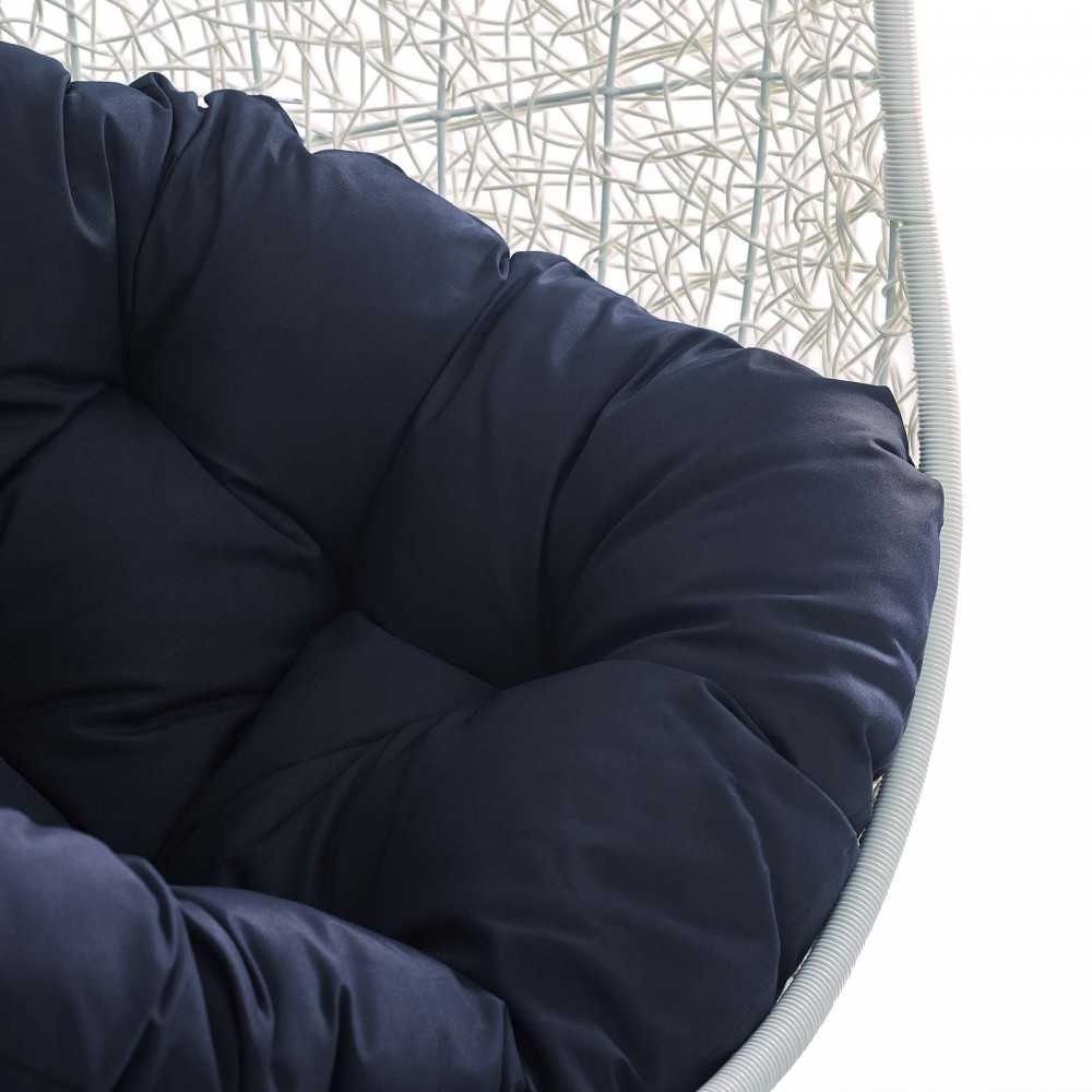 Hide Sunbrella Fabric Swing Outdoor Patio Lounge Chair Without Stand, White Navy