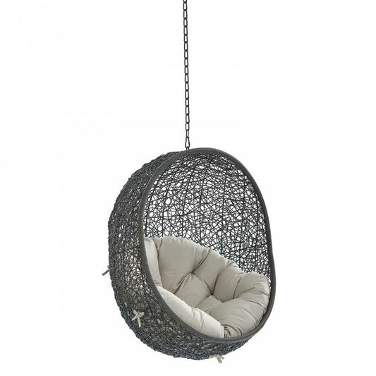 Hide Sunbrella Fabric Swing Outdoor Patio Lounge Chair Without Stand, Gray Beige