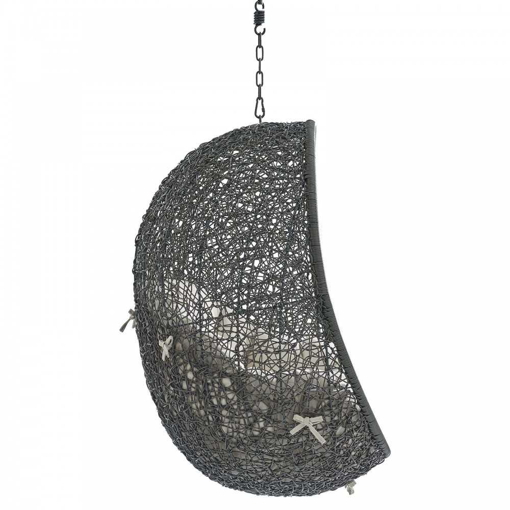 Hide Sunbrella Fabric Swing Outdoor Patio Lounge Chair Without Stand, Gray Beige