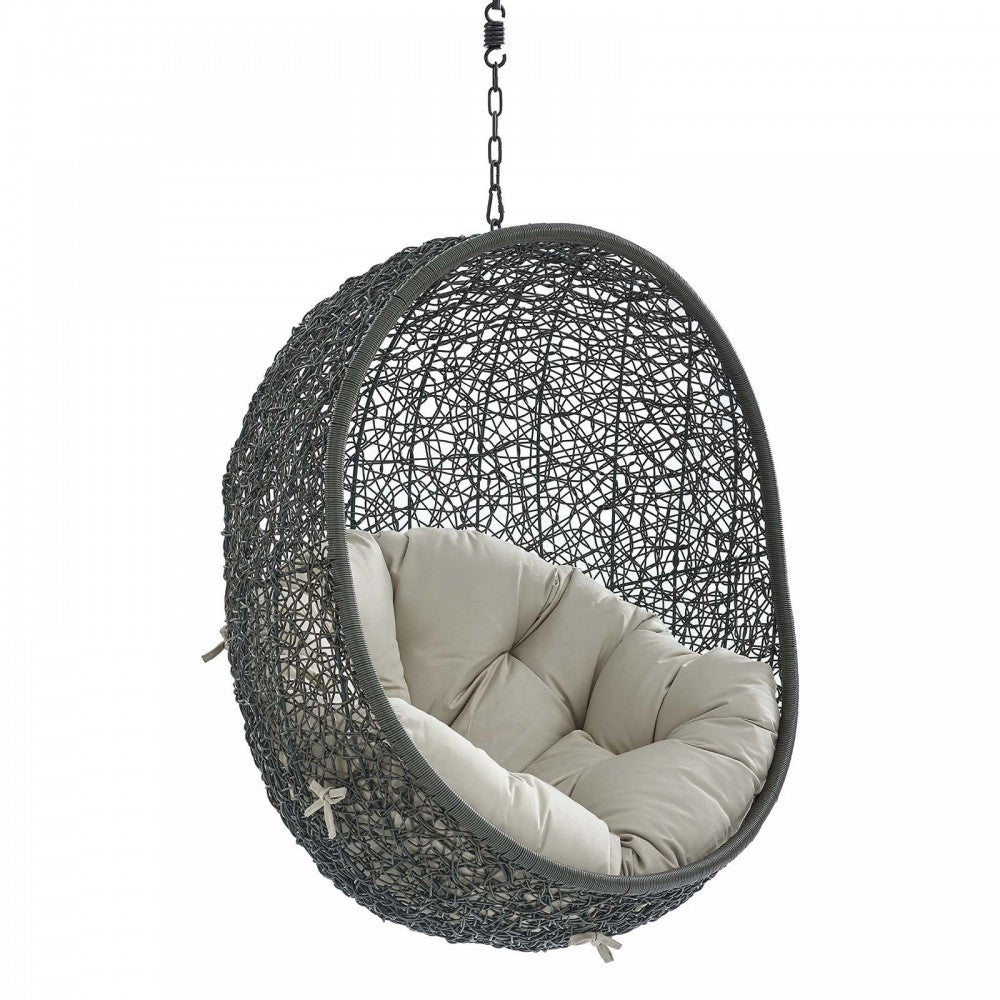 Hide Sunbrella Fabric Swing Outdoor Patio Lounge Chair Without Stand, Gray Beige