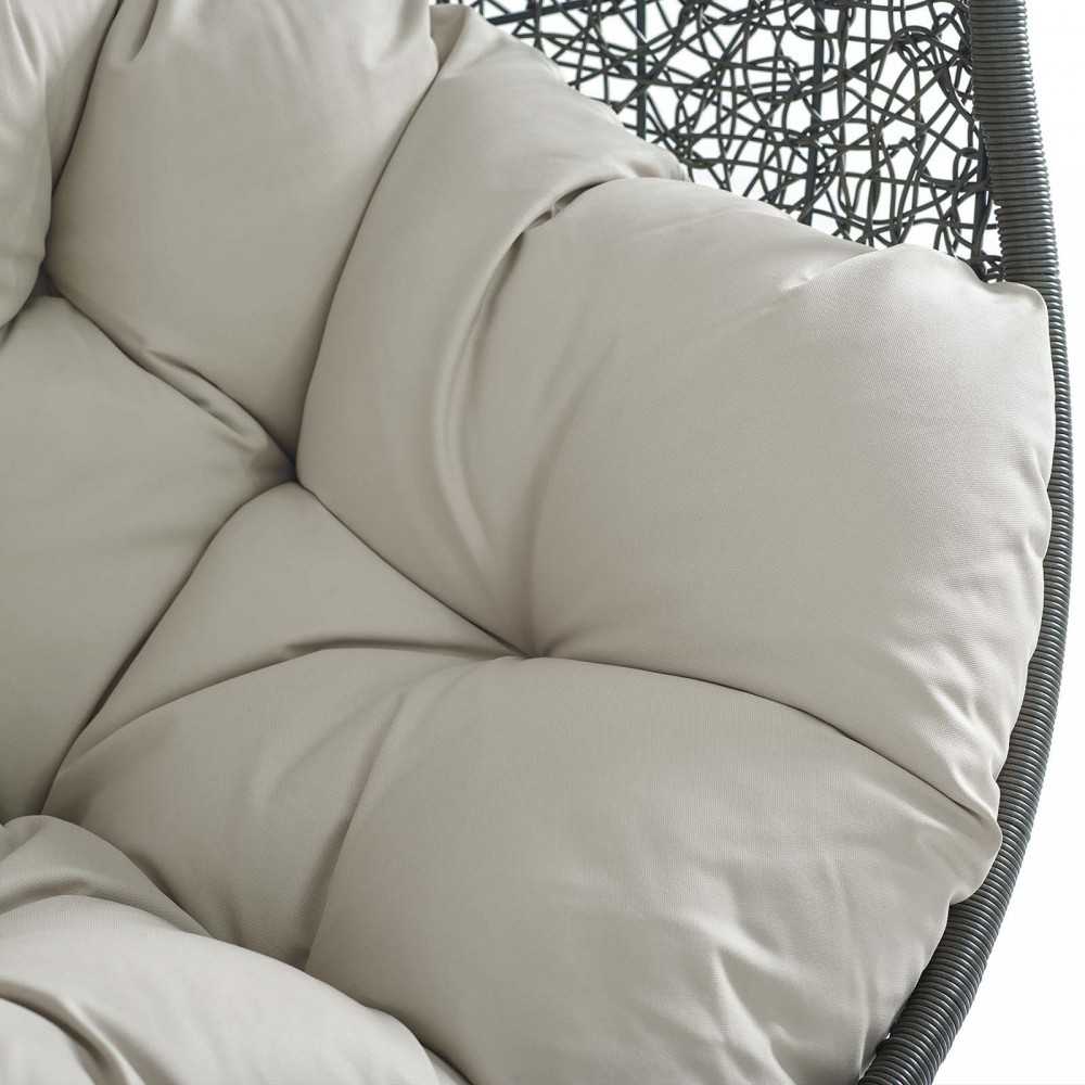 Hide Sunbrella Fabric Swing Outdoor Patio Lounge Chair Without Stand, Gray Beige
