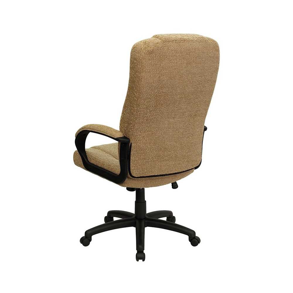 High Back Beige Fabric Executive Swivel Office Chair with Arms