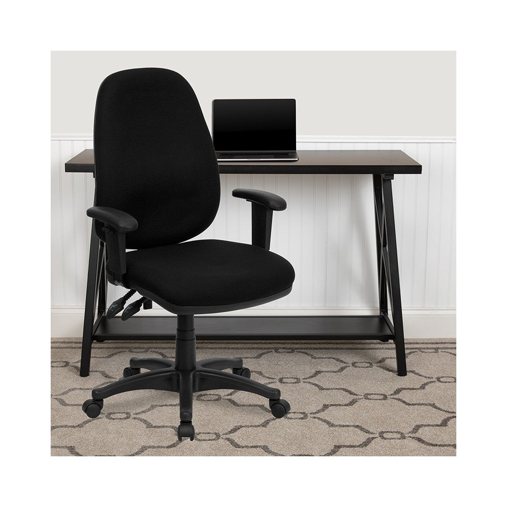 High Back Black Fabric Executive Swivel Ergonomic Office Chair with Adjustable Arms