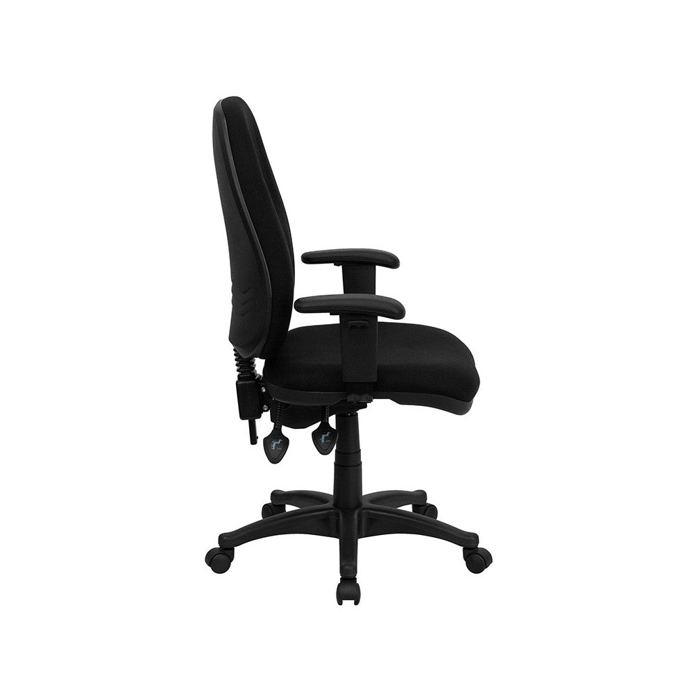 High Back Black Fabric Executive Swivel Ergonomic Office Chair with Adjustable Arms