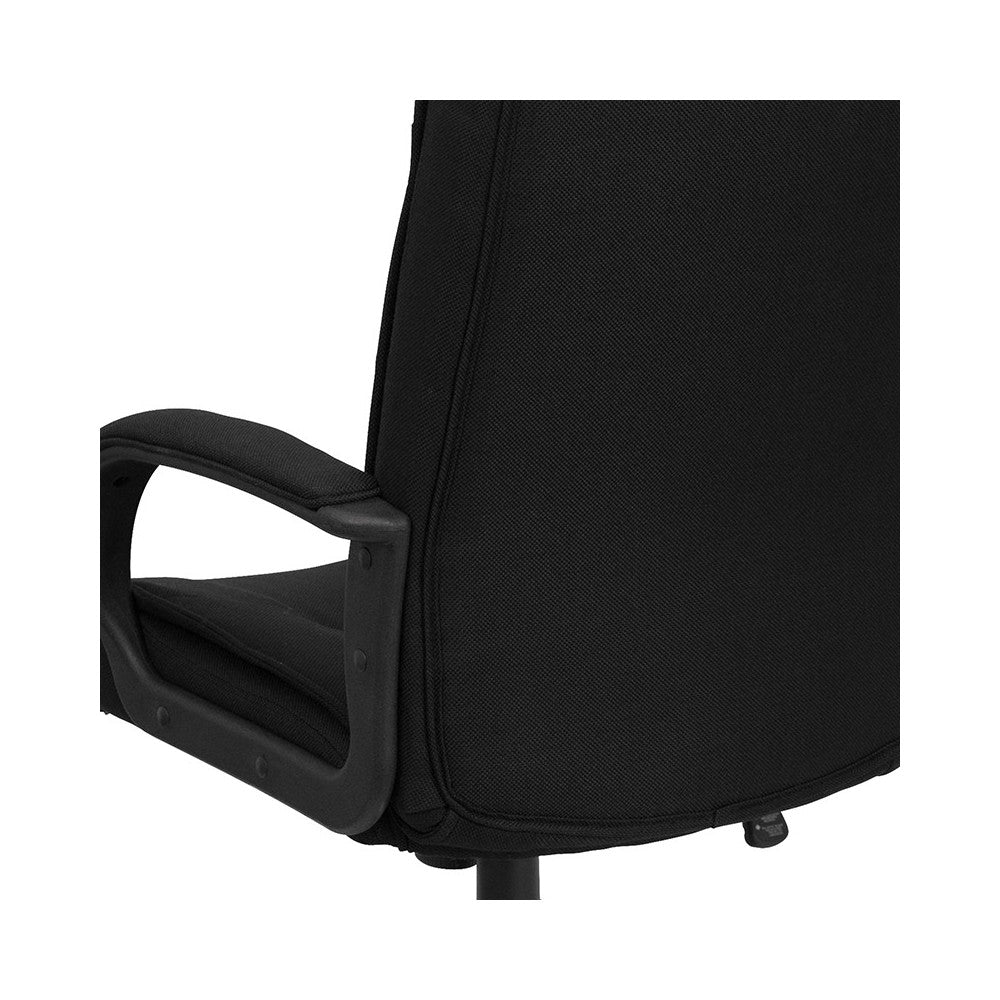 High Back Black Fabric Executive Swivel Office Chair with Arms