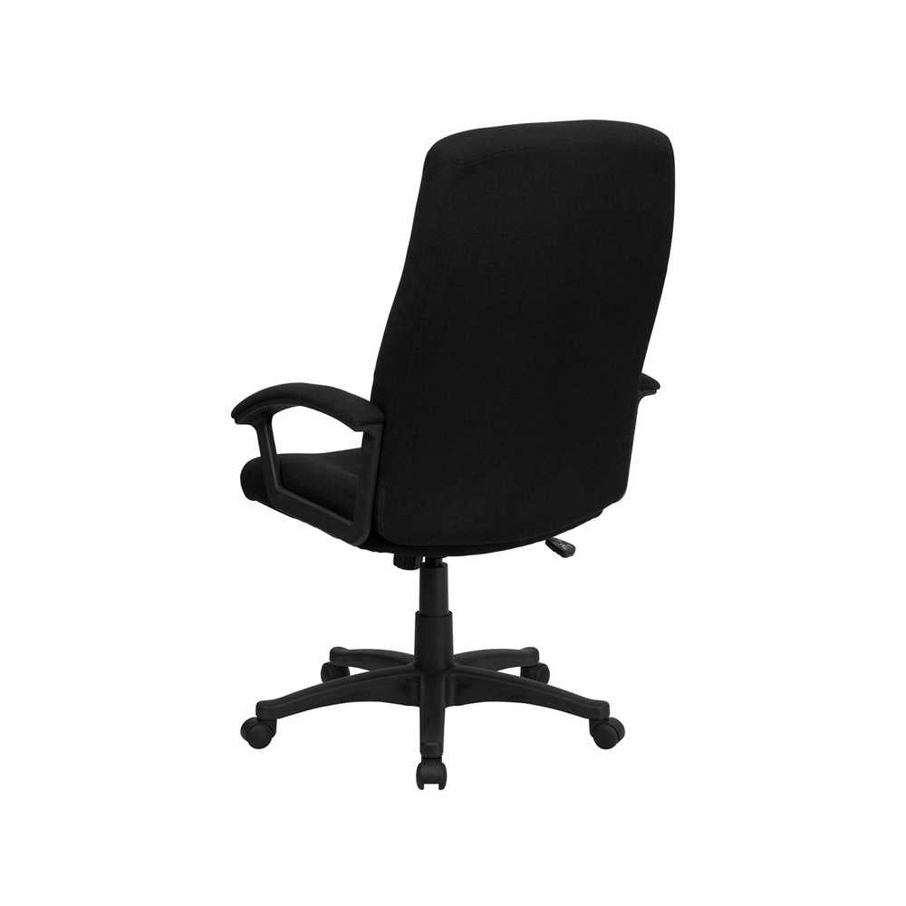 High Back Black Fabric Executive Swivel Office Chair with Two Line Horizontal Stitch Back and Arms