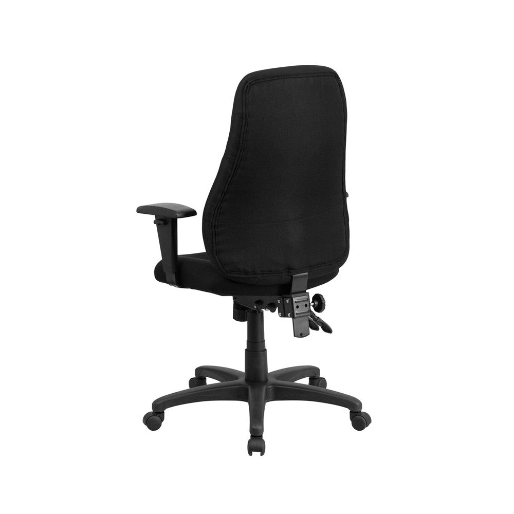 High Back Black Fabric Multifunction Swivel Ergonomic Task Office Chair with Adjustable Arms