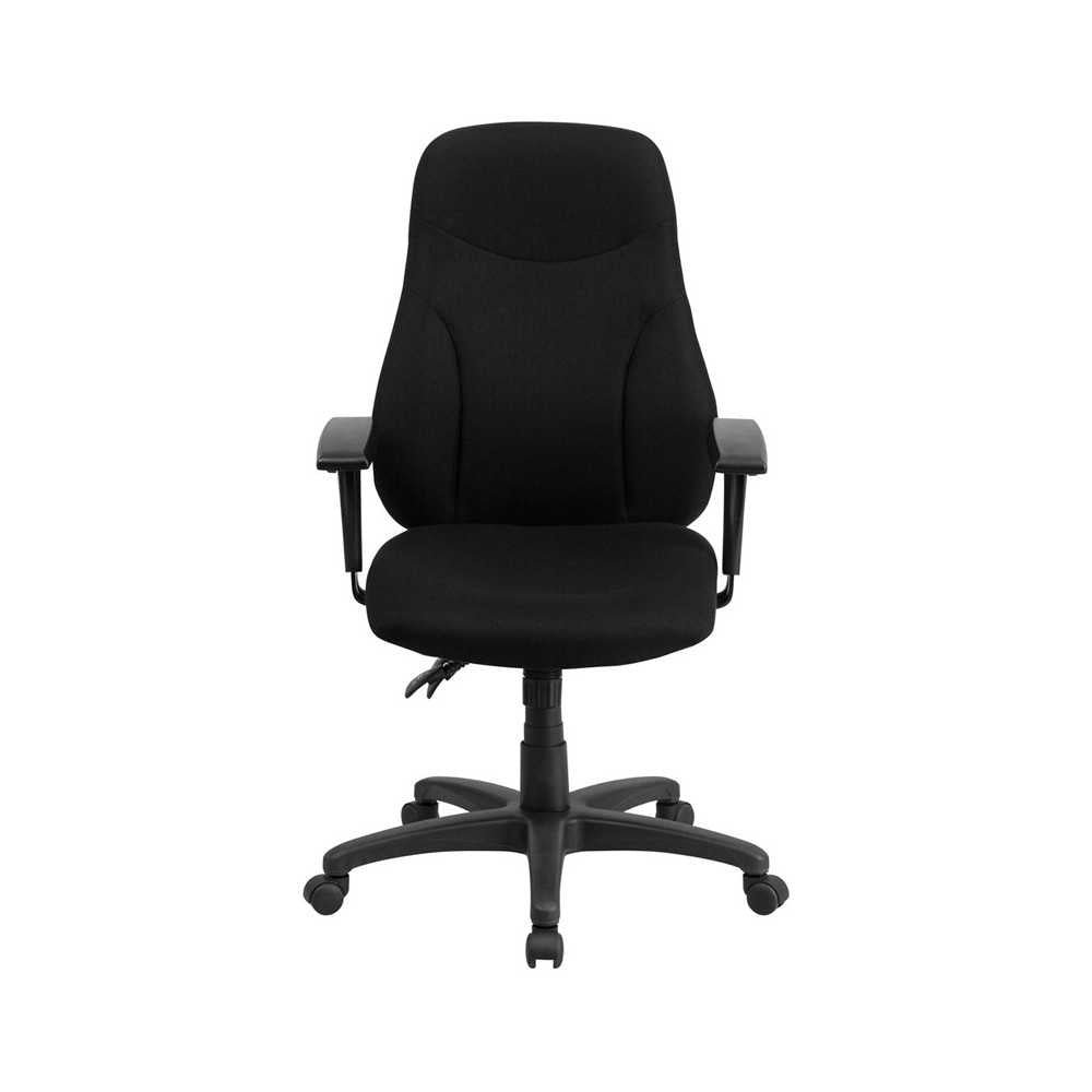 High Back Black Fabric Multifunction Swivel Ergonomic Task Office Chair with Adjustable Arms