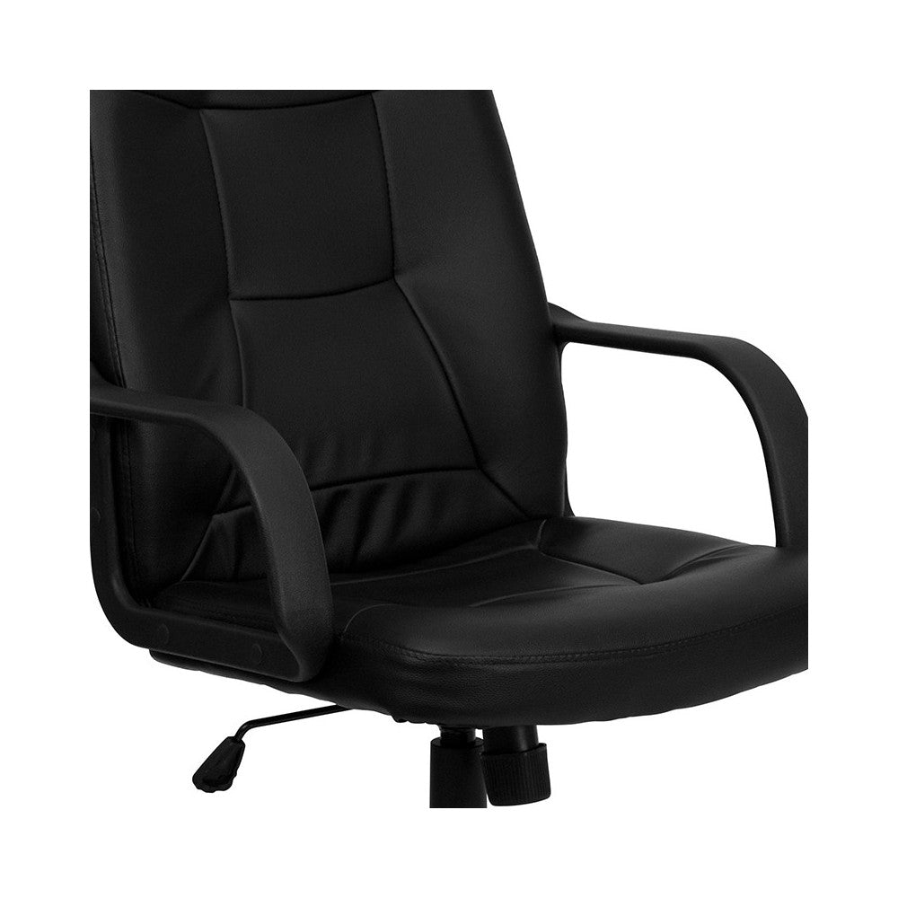 High Back Black Glove Vinyl Executive Swivel Office Chair with Arms