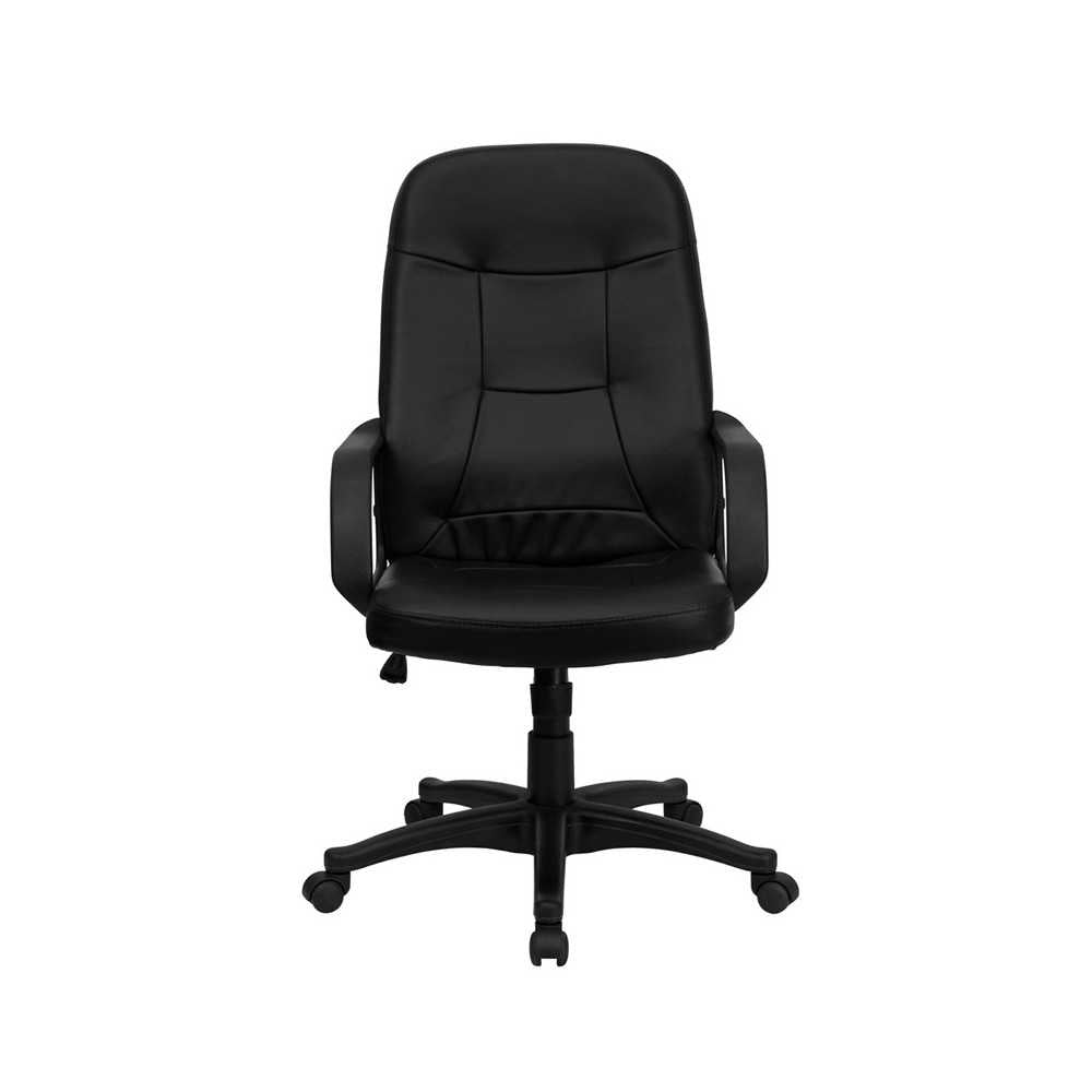 High Back Black Glove Vinyl Executive Swivel Office Chair with Arms