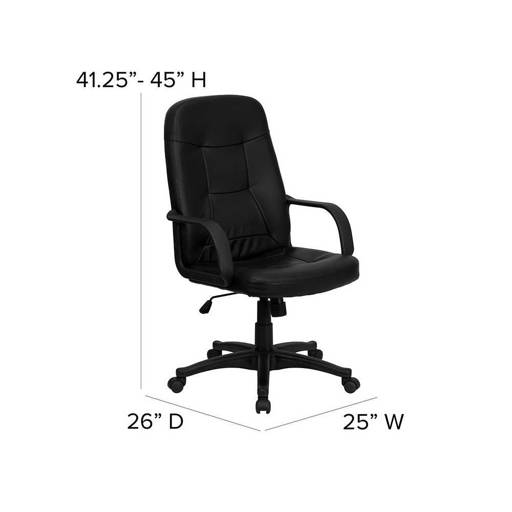High Back Black Glove Vinyl Executive Swivel Office Chair with Arms