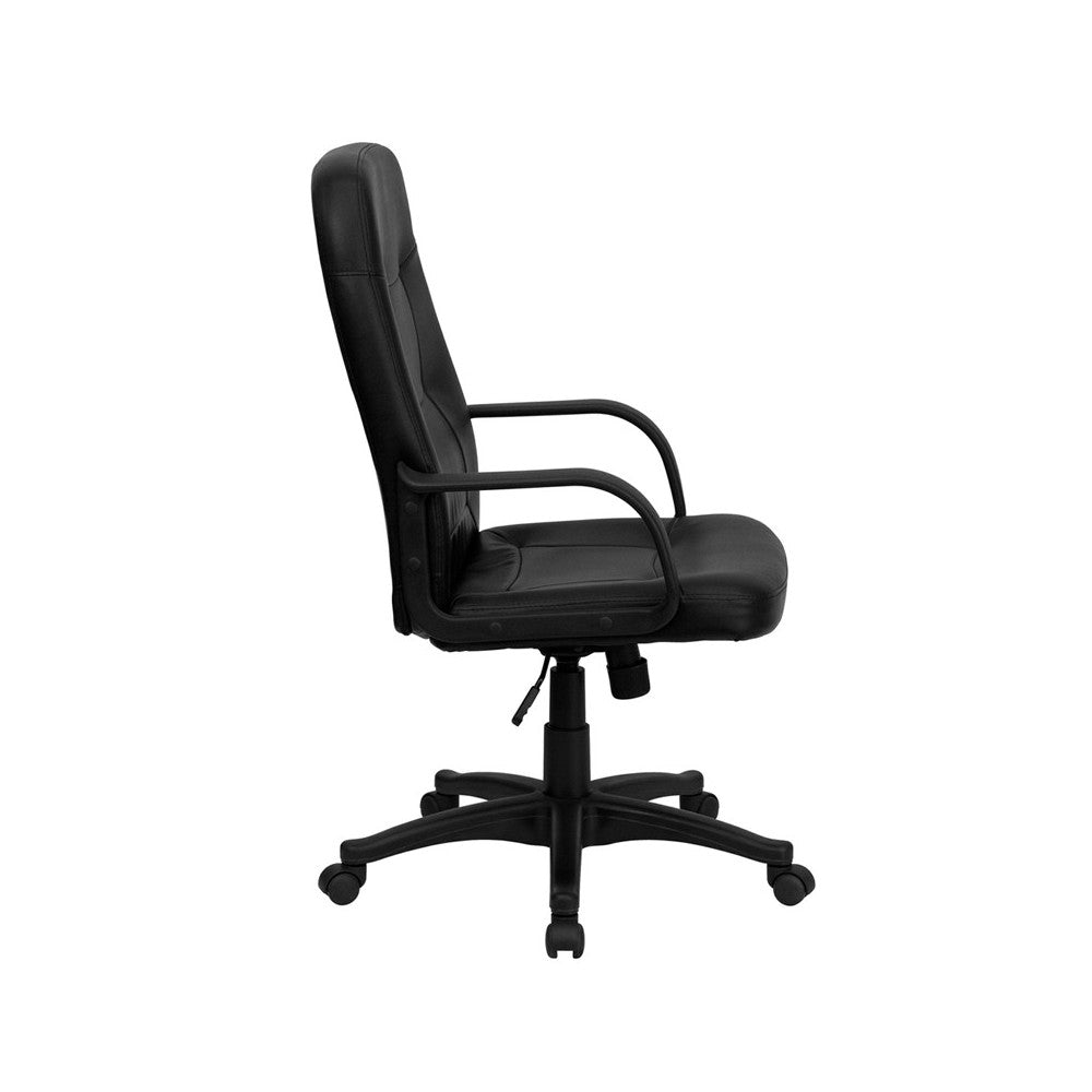 High Back Black Glove Vinyl Executive Swivel Office Chair with Arms