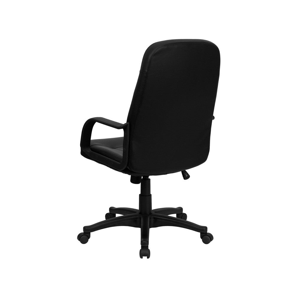 High Back Black Glove Vinyl Executive Swivel Office Chair with Arms