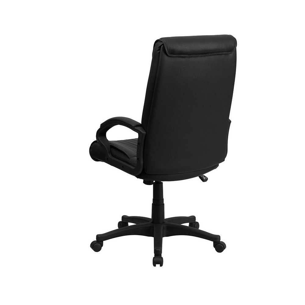High Back Black Leather Executive Swivel Office Chair with Arms