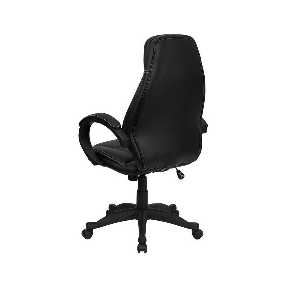 High Back Black LeatherSoft Contemporary Executive Swivel Ergonomic Office Chair with Curved Back and Loop Arms