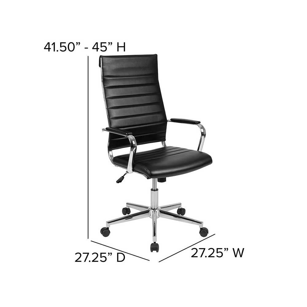 High Back Black LeatherSoft Contemporary Ribbed Executive Swivel Office Chair