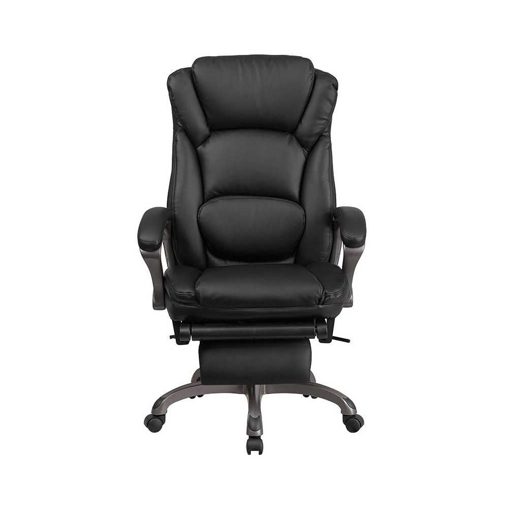 High Back Black LeatherSoft Executive Reclining Ergonomic Swivel Office Chair with Outer Lumbar Cushion and Arms