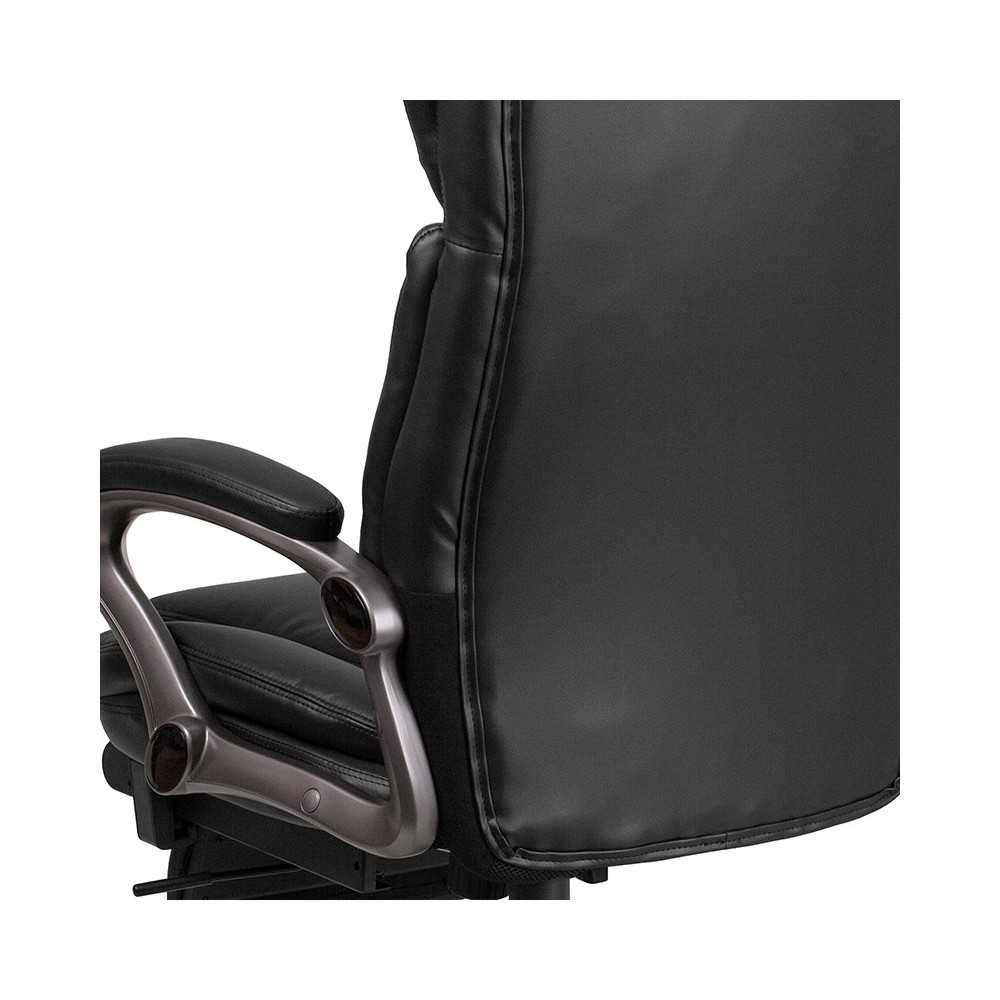 High Back Black LeatherSoft Executive Reclining Ergonomic Swivel Office Chair with Outer Lumbar Cushion and Arms