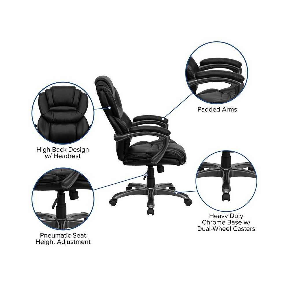 High Back Black LeatherSoft Executive Swivel Ergonomic Office Chair with Arms