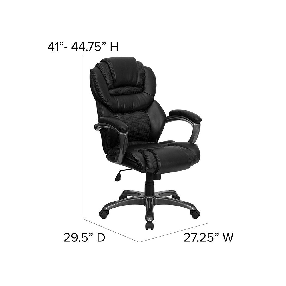 High Back Black LeatherSoft Executive Swivel Ergonomic Office Chair with Arms