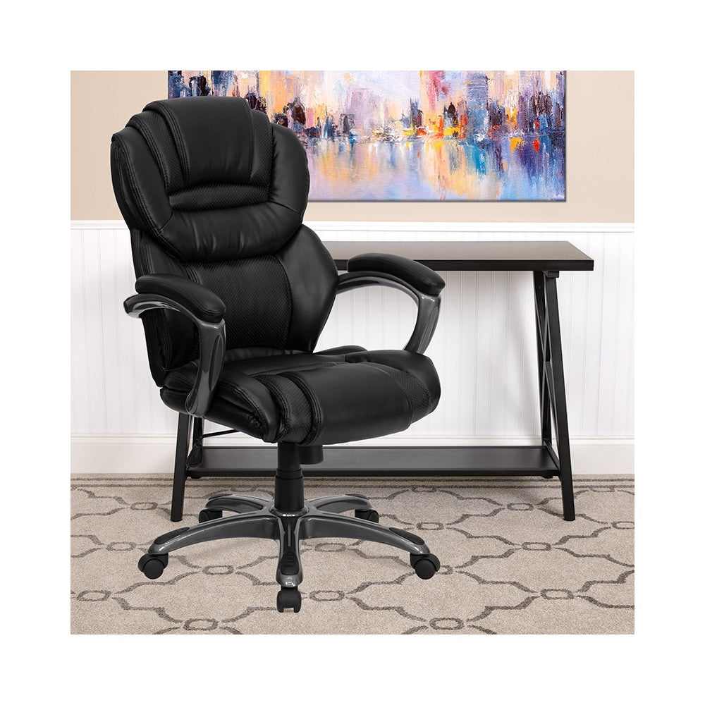 High Back Black LeatherSoft Executive Swivel Ergonomic Office Chair with Arms