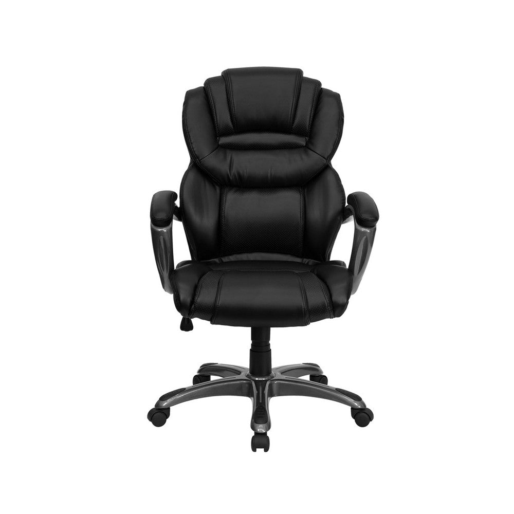 High Back Black LeatherSoft Executive Swivel Ergonomic Office Chair with Arms