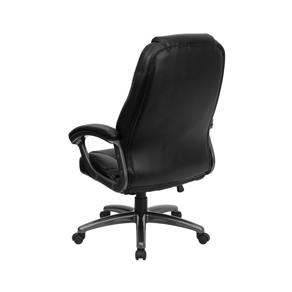 High Back Black LeatherSoft Executive Swivel Ergonomic Office Chair with Deep Curved Lumbar and Arms