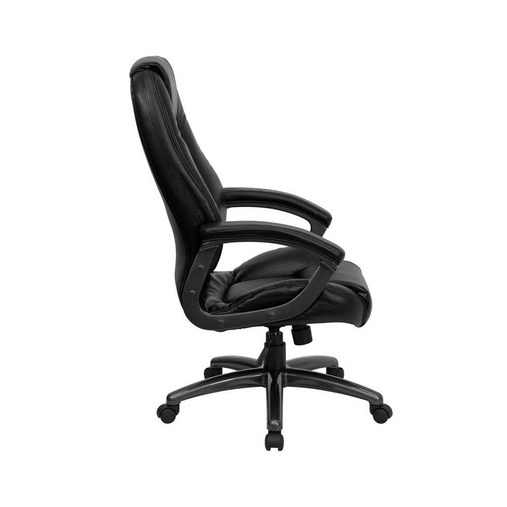 High Back Black LeatherSoft Executive Swivel Ergonomic Office Chair with Deep Curved Lumbar and Arms