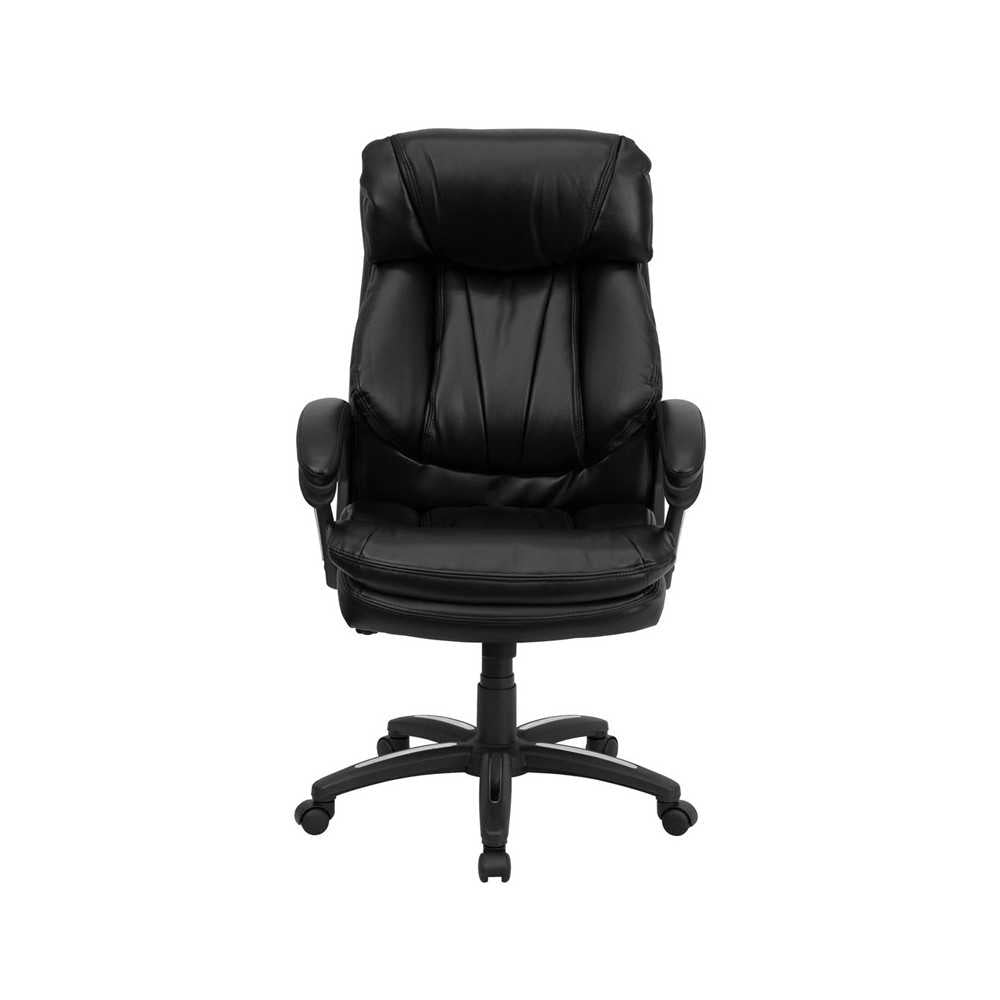 High Back Black LeatherSoft Executive Swivel Ergonomic Office Chair with Plush Headrest, Extensive Padding and Arms