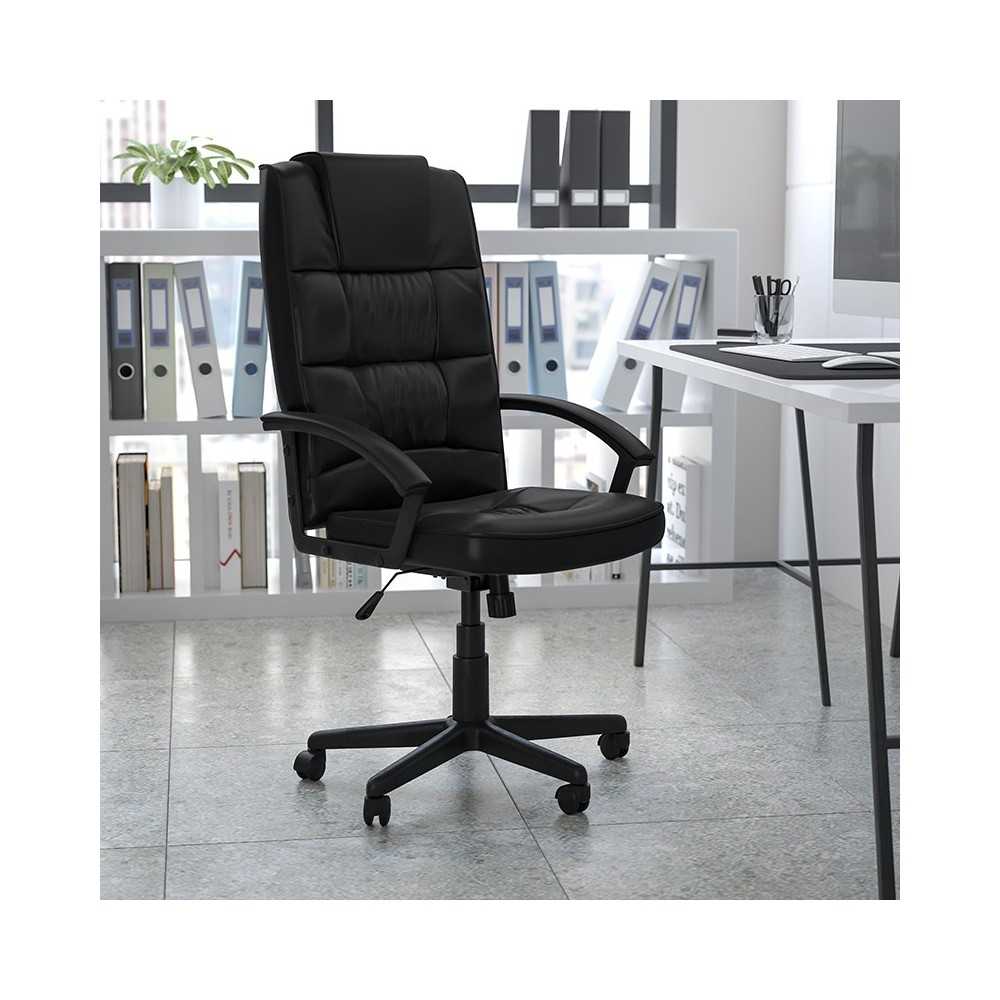 High Back Black LeatherSoft Executive Swivel Office Chair with Arms