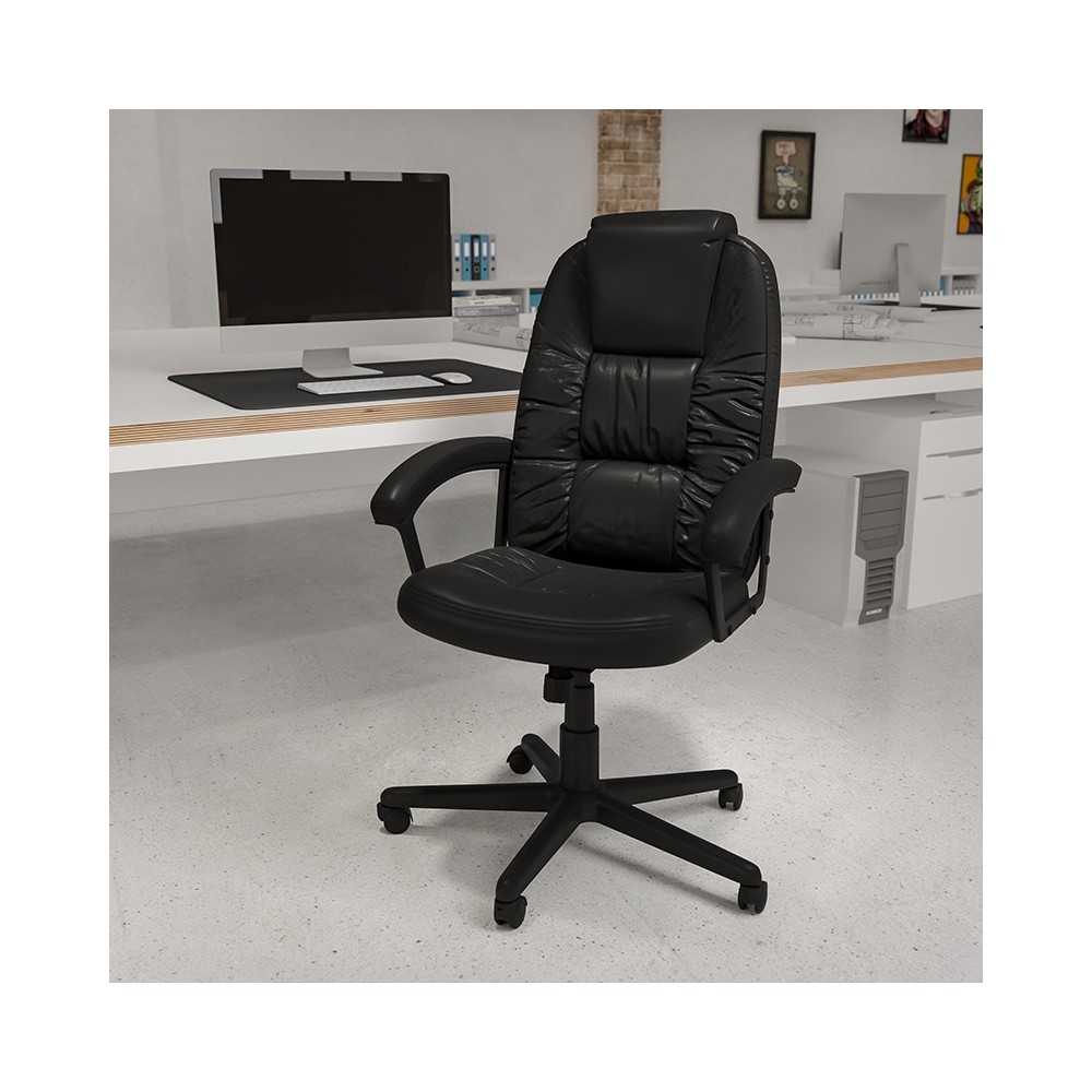 High Back Black LeatherSoft Executive Swivel Office Chair with Arms