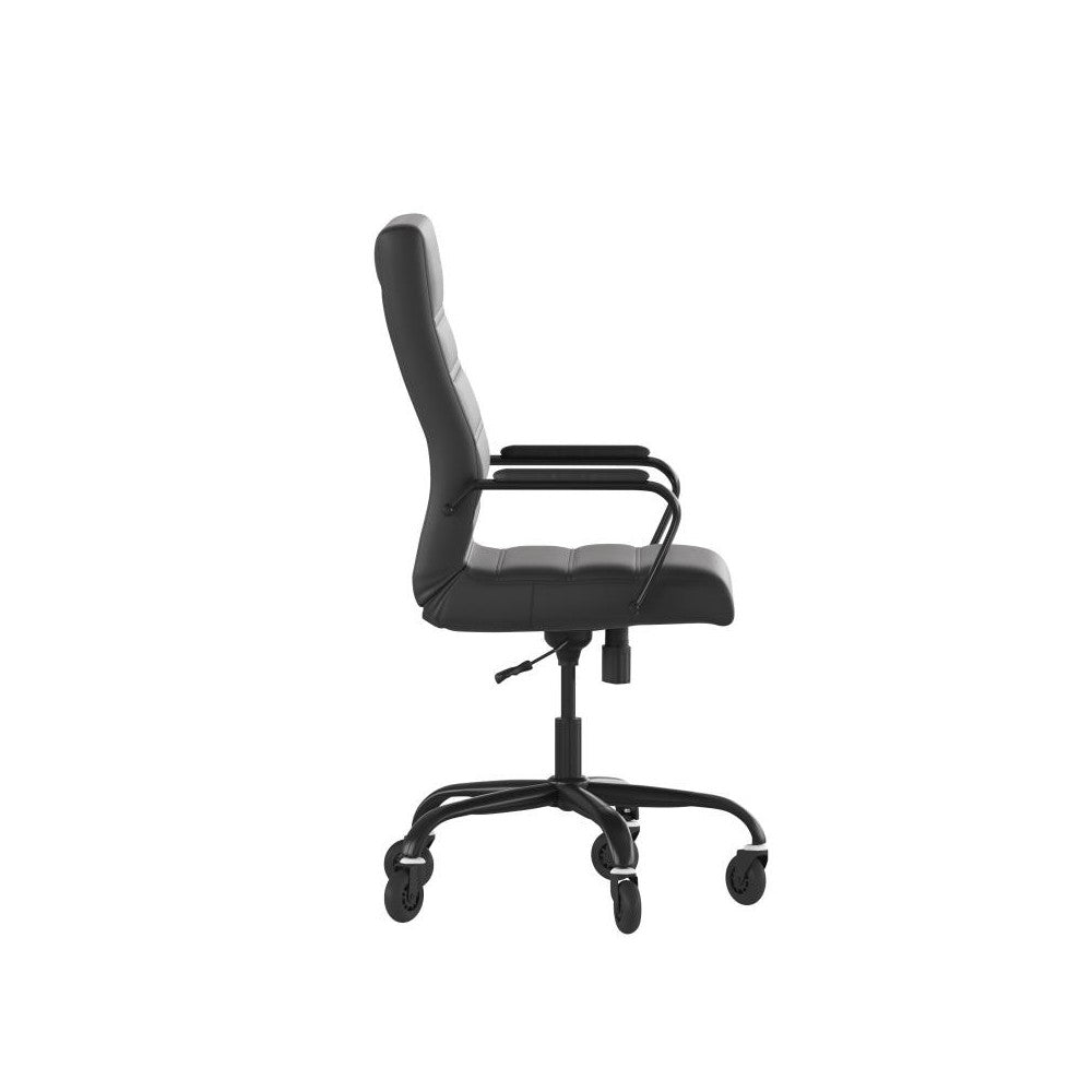 High Back Black LeatherSoft Executive Swivel Office Chair with Black Frame