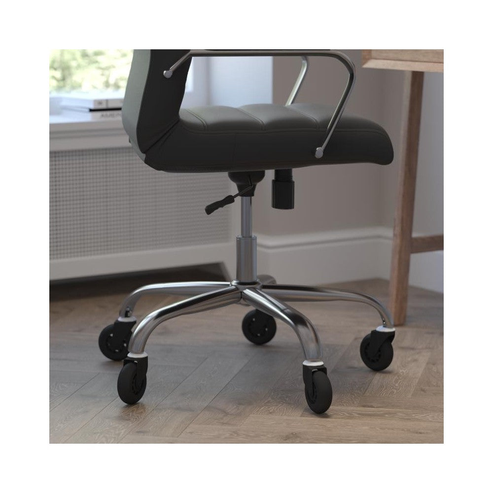 High Back Black LeatherSoft Executive Swivel Office Chair with Chrome Frame