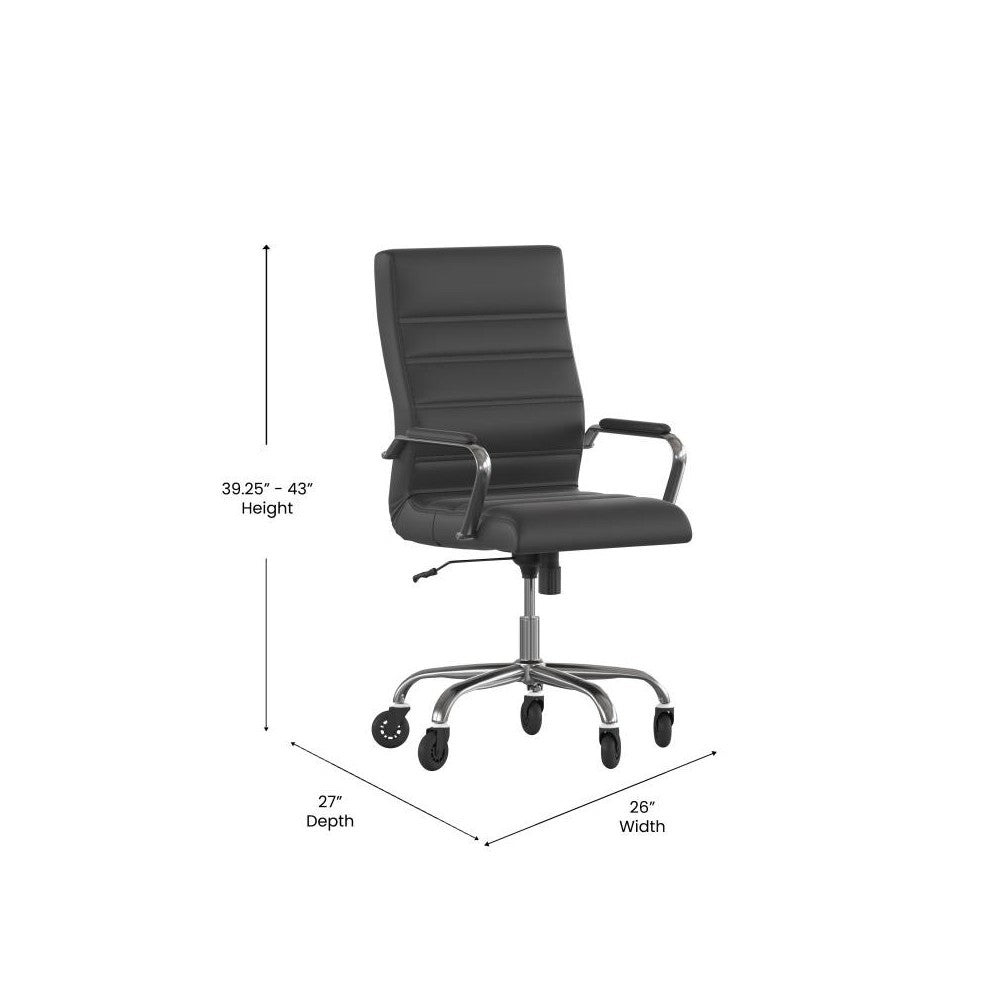 High Back Black LeatherSoft Executive Swivel Office Chair with Chrome Frame