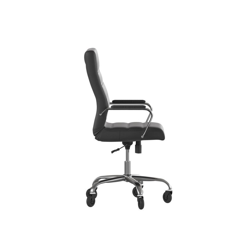 High Back Black LeatherSoft Executive Swivel Office Chair with Chrome Frame