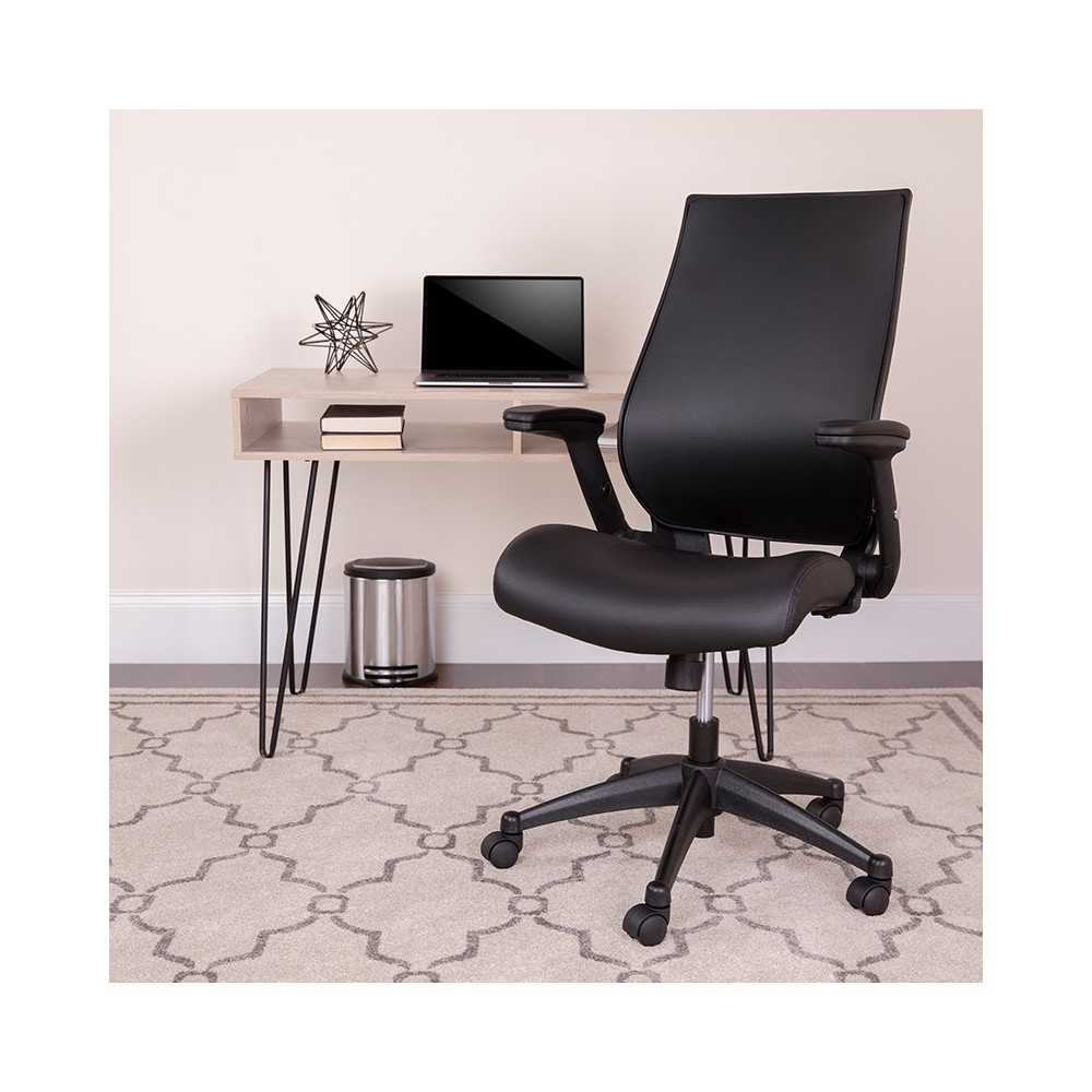 High Back Black LeatherSoft Executive Swivel Office Chair with Molded Foam Seat and Adjustable Arms