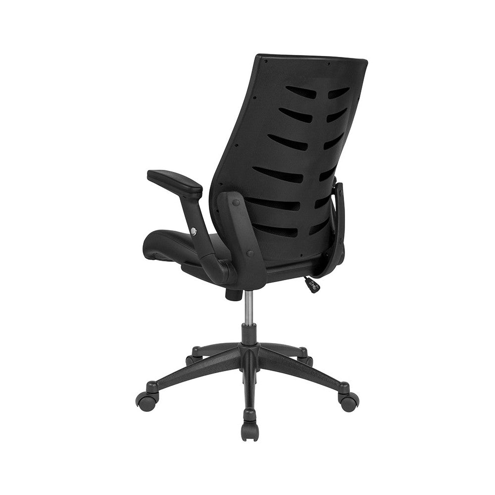 High Back Black LeatherSoft Executive Swivel Office Chair with Molded Foam Seat and Adjustable Arms