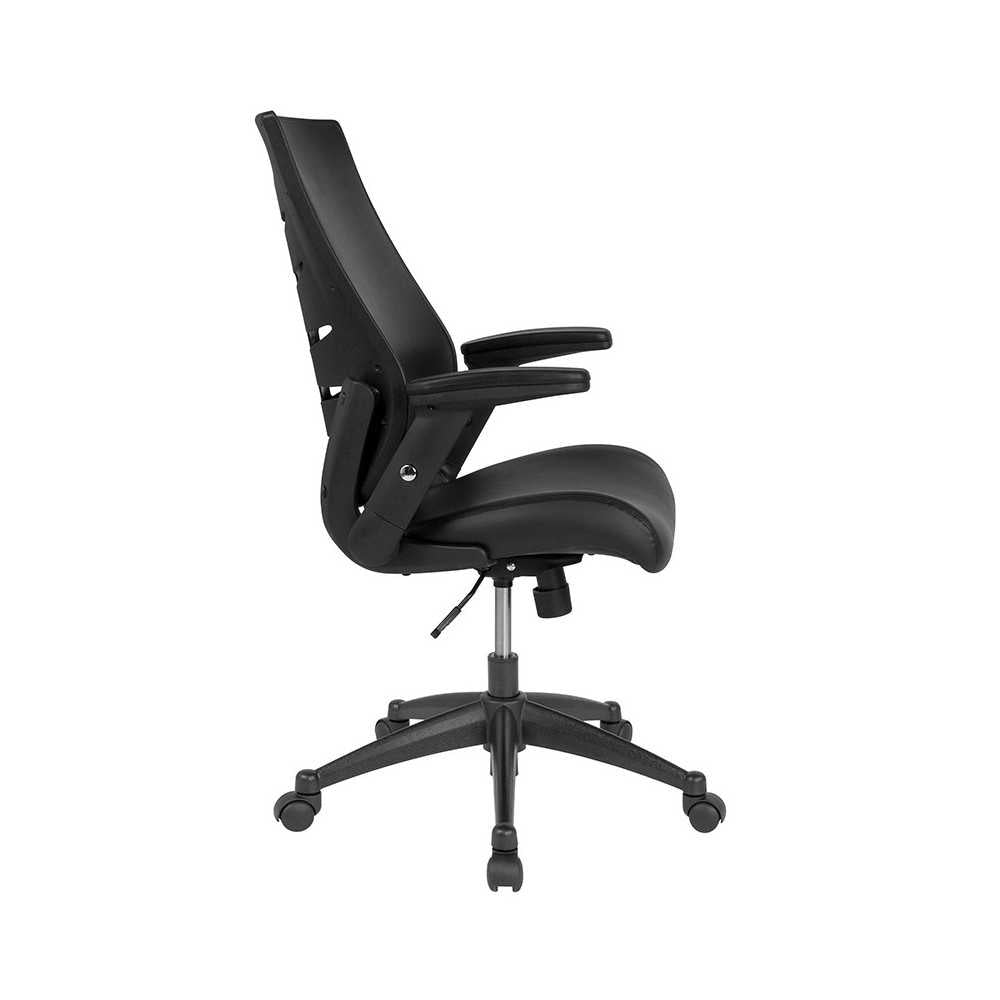 High Back Black LeatherSoft Executive Swivel Office Chair with Molded Foam Seat and Adjustable Arms