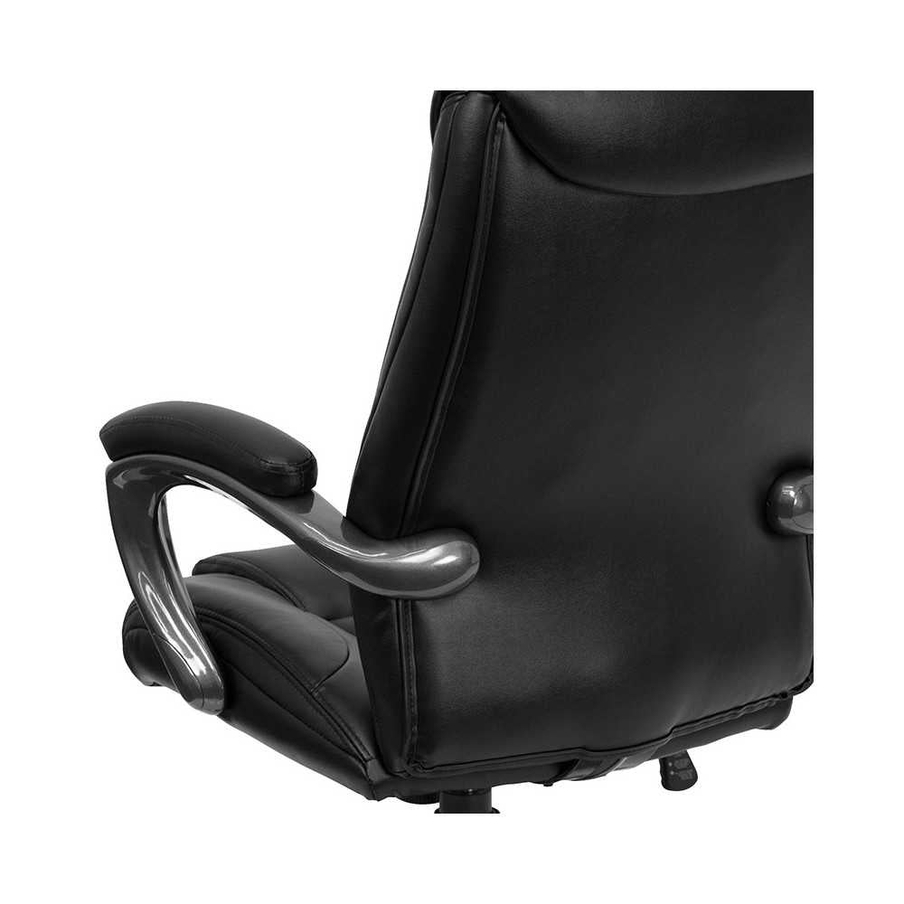High Back Black LeatherSoft Layered Upholstered Executive Swivel Ergonomic Office Chair with Smoke Metal Base and Arms