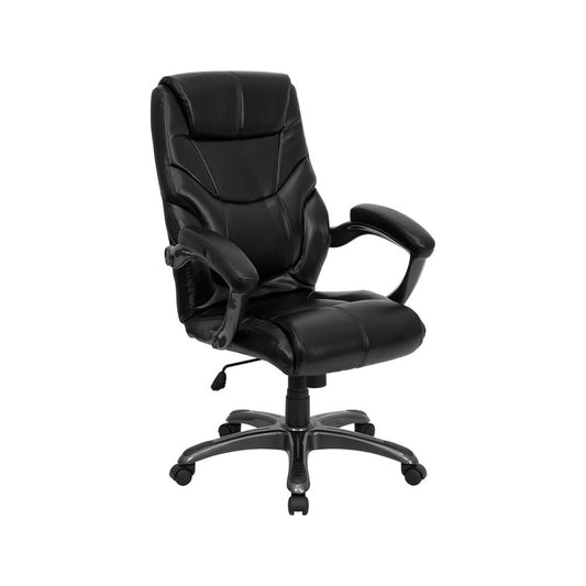 High Back Black LeatherSoft Overstuffed Executive Swivel Ergonomic Office Chair with Arms