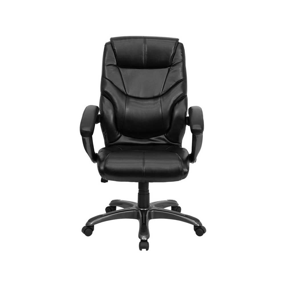 High Back Black LeatherSoft Overstuffed Executive Swivel Ergonomic Office Chair with Arms