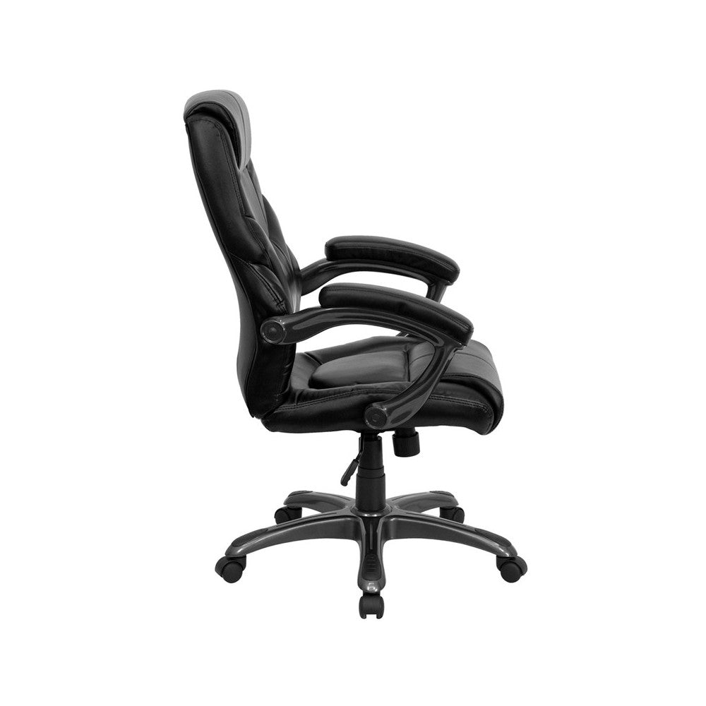High Back Black LeatherSoft Overstuffed Executive Swivel Ergonomic Office Chair with Arms