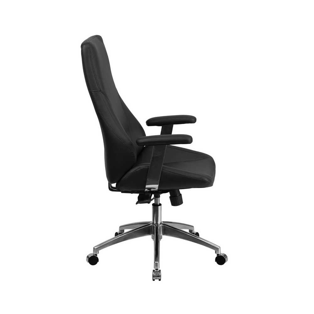High Back Black LeatherSoft Smooth Upholstered Executive Swivel Office Chair with Arms
