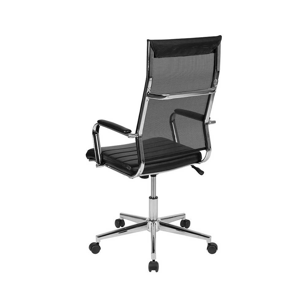 High Back Black Mesh Contemporary Executive Swivel Office Chair with LeatherSoft Seat