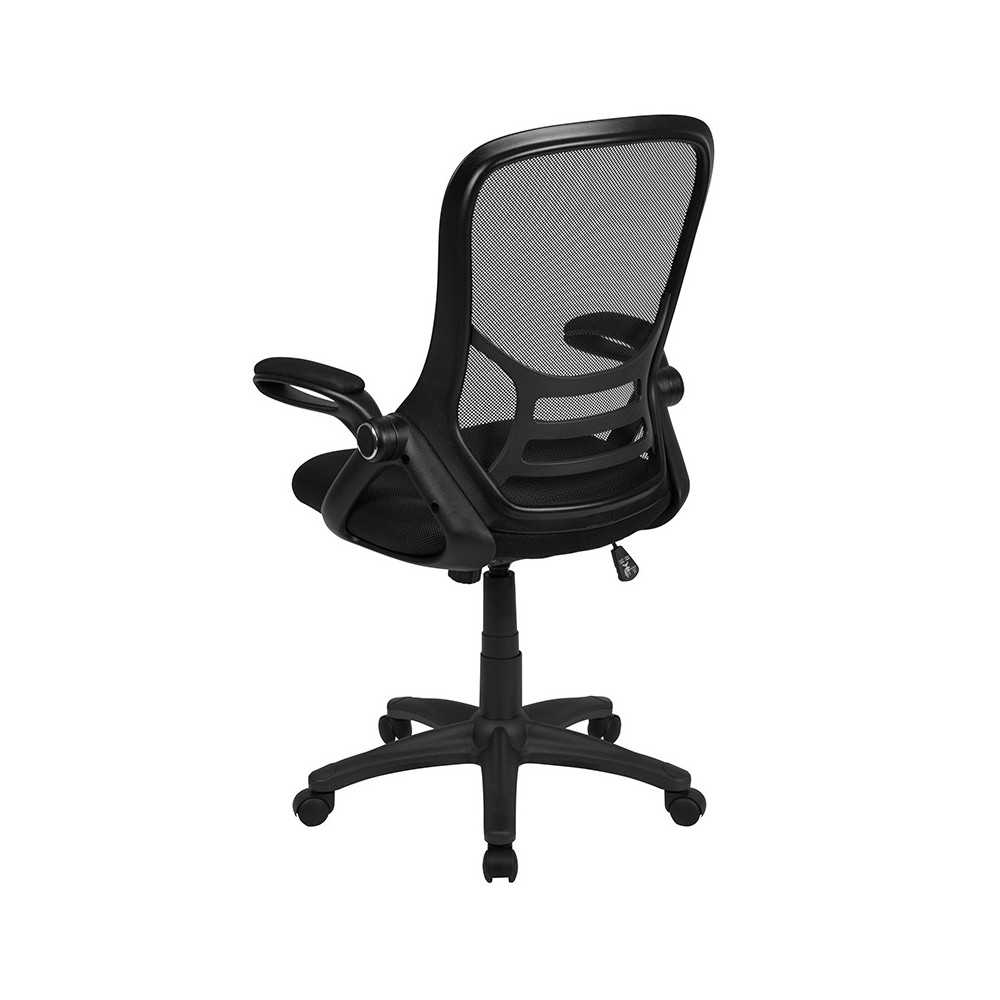 High Back Black Mesh Ergonomic Swivel Office Chair with Black Frame and Flip-up Arms
